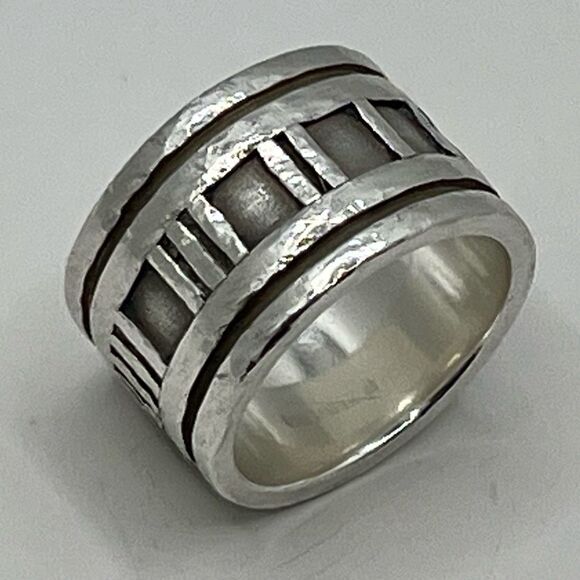 Vintage Tiffany Wide Atlas Silver Ring - Sz 4.75 - 5.0 - Picture 8 of 16